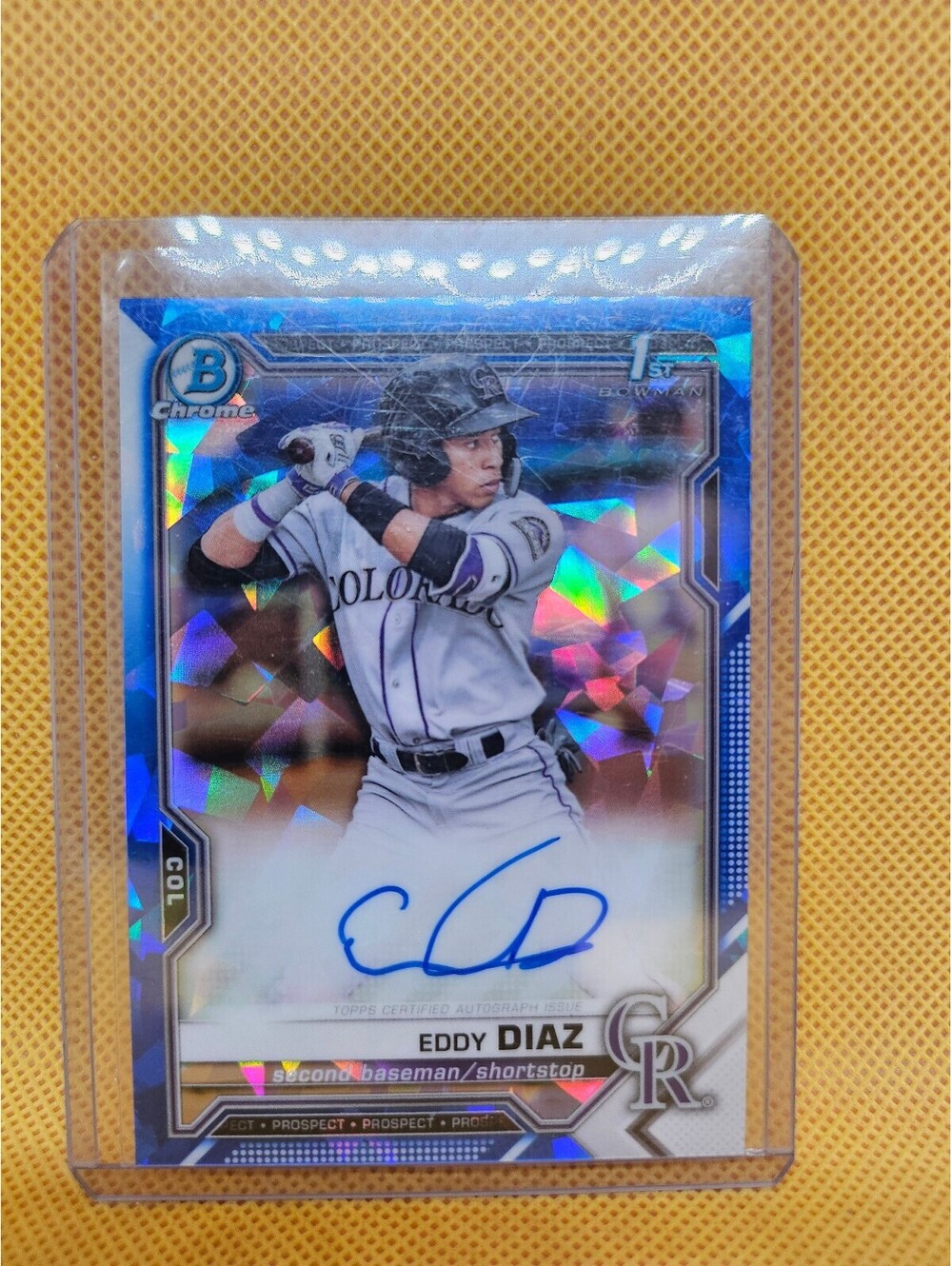 Eddy Diaz 2021 Bowman Sapphire Edition Autographs AU #BSPA-ED Rockies